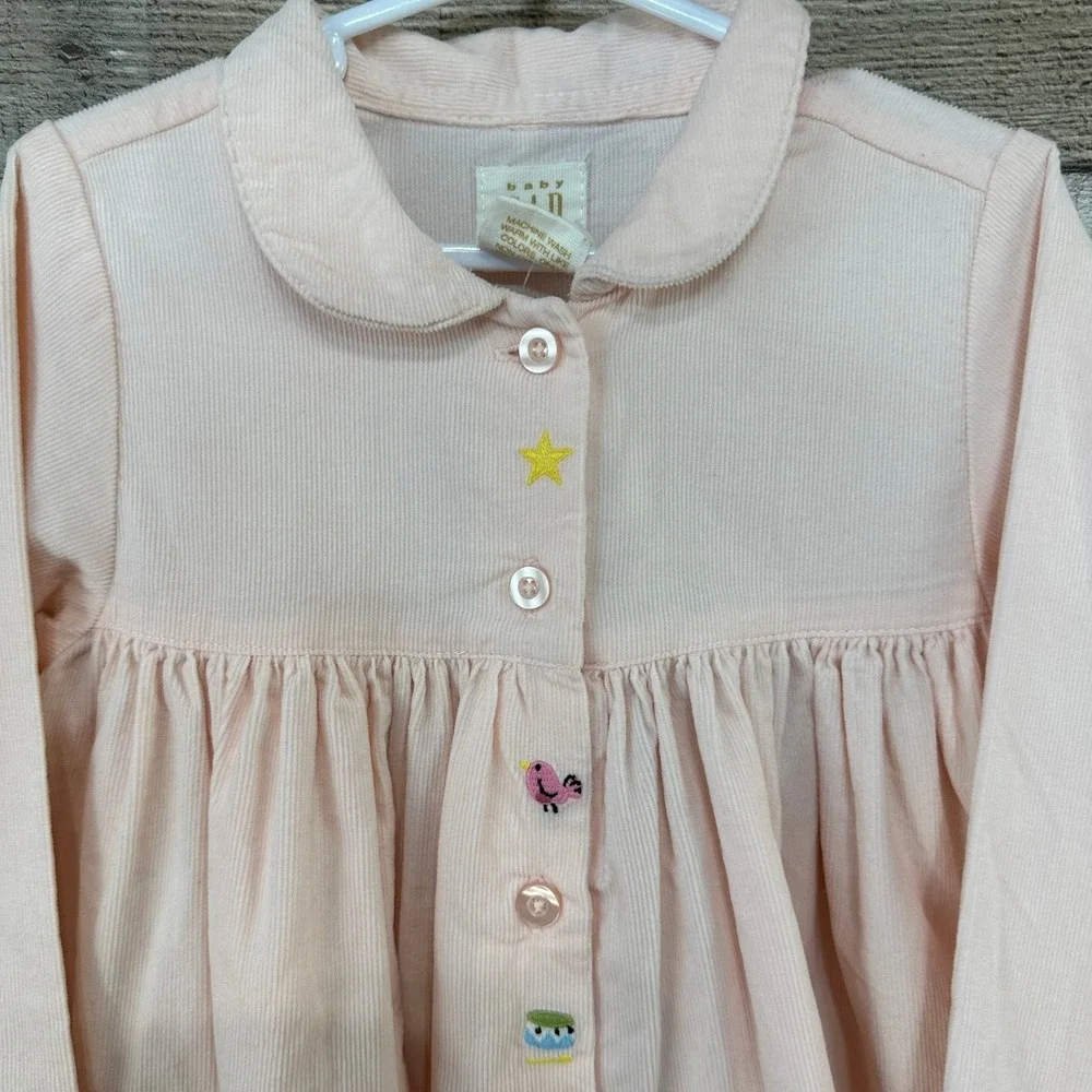 Baby‎ Gap Pink Corduroy Embroidered Dress Mouse Bird Star Size 18 24 Months